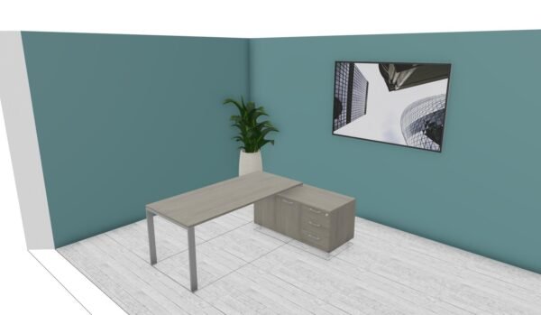 Scrivania funny gamba ad U con mobile di servizio in appoggio, 180x115cm